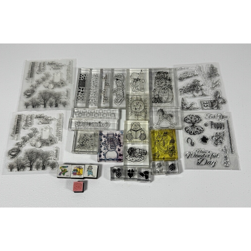 Lot of Acrylic & Rubber Stamps Used Scrapbooking Provo Craft Mixed